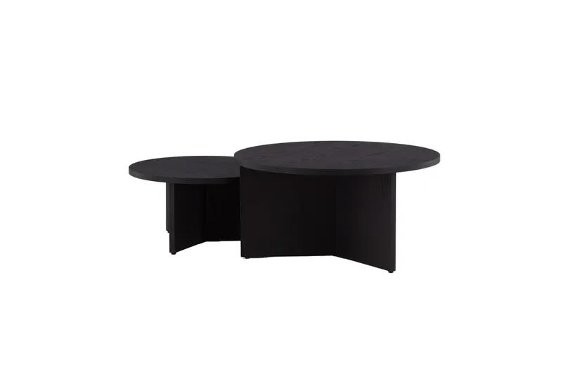 Sofabordssæt Saltø 2 stk. Runde 85 cm/65 cm Træ Sort, Sort
