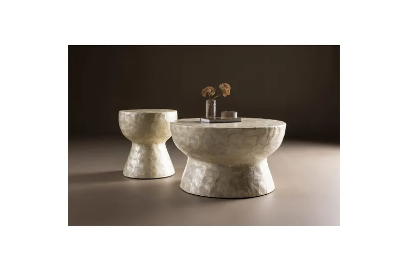 Sofabordssæt VIND Sandön 2 stk Runde 70 cm/40 cm Lysgrå - Møbler - Borde - Sofabord