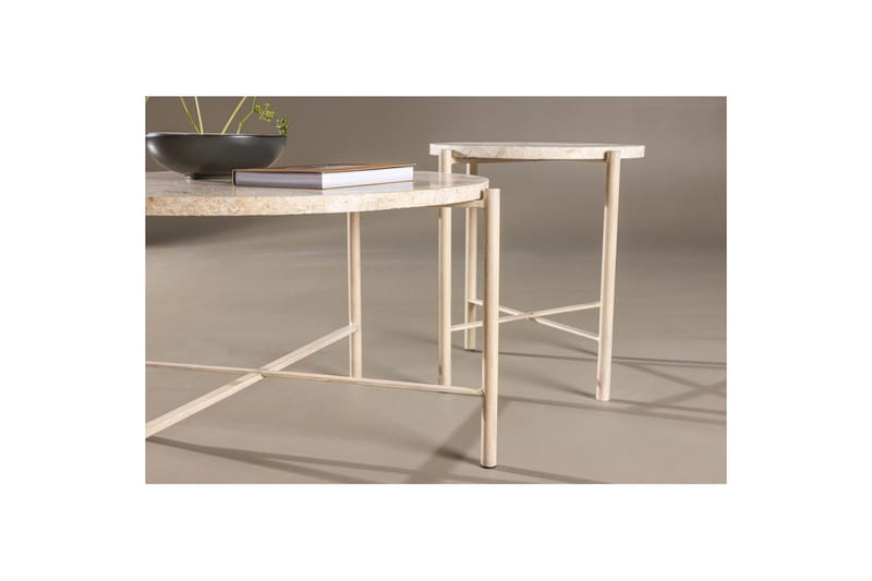Sofabordssæt VIND Sandhamn 2 stk Runde 70 cm/40 cm Beige - Møbler - Borde - Sofabord
