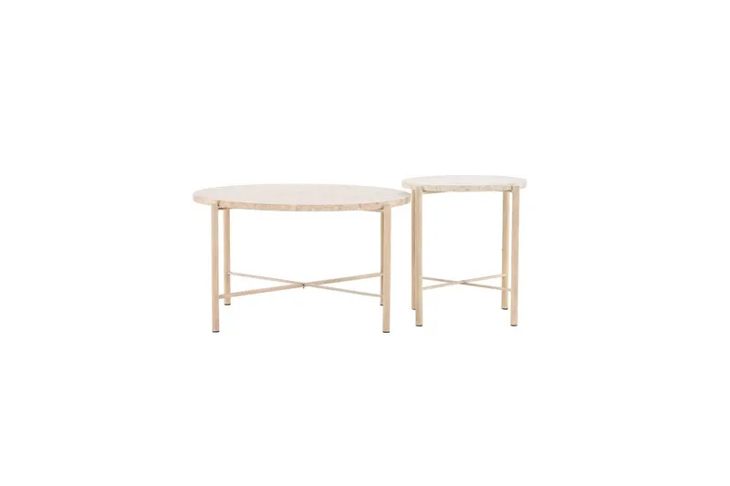 Sofabordssæt VIND Sandhamn 2 stk Runde 70 cm/40 cm Beige, undefined