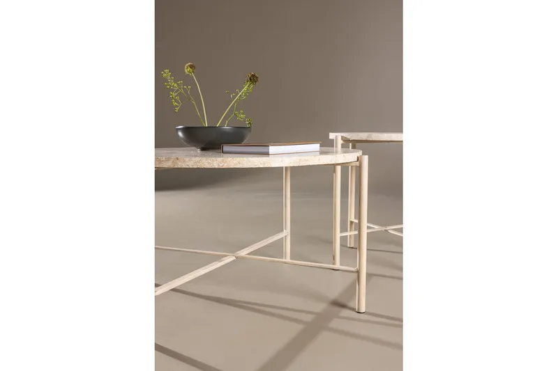 Sofabordssæt VIND Sandhamn 2 stk Runde 70 cm/40 cm Beige - Møbler - Borde - Sofabord
