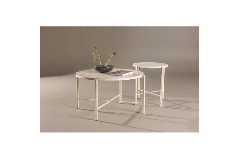 Sofabordssæt VIND Sandhamn 2 stk Runde 70 cm/40 cm Beige - Møbler - Borde - Sofabord