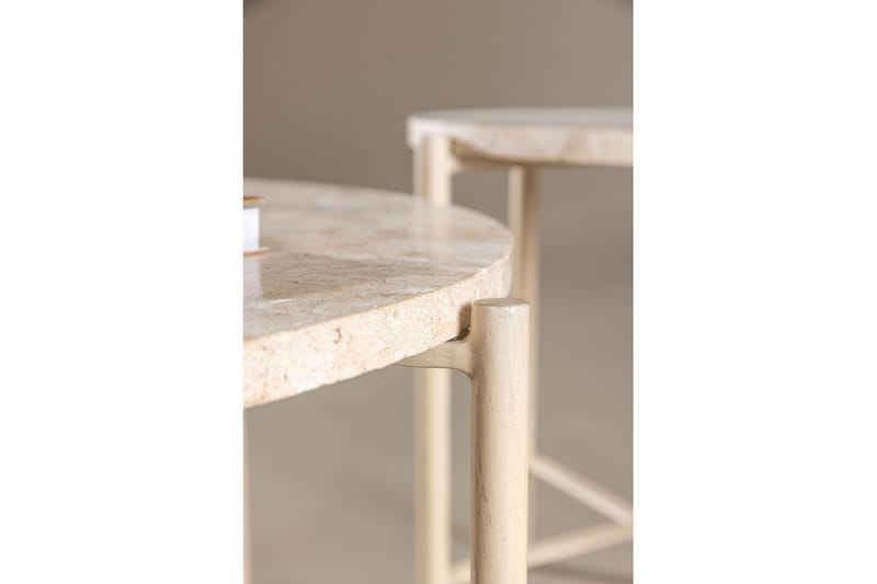 Sofabordssæt VIND Sandhamn 2 stk Runde 70 cm/40 cm Beige - Møbler - Borde - Sofabord