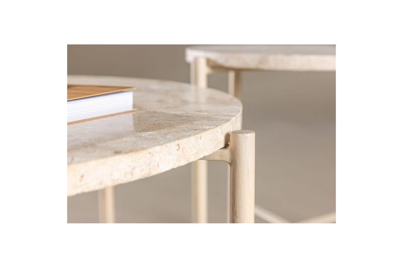 Sofabordssæt VIND Sandhamn 2 stk Runde 70 cm/40 cm Beige - Møbler - Borde - Sofabord