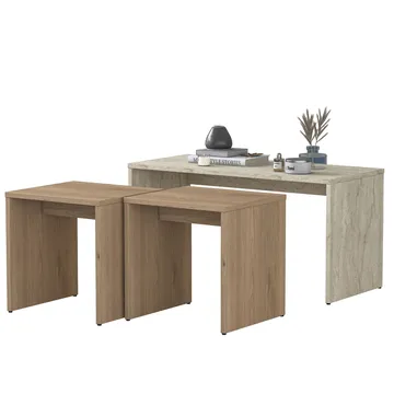 Sofabordssæt Wallxpert Cleo Shelf (90 x 44,8 x 40 cm) Travertin - Travertin - Møbler - Borde - Sofabord