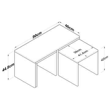Sofabordssæt Wallxpert Cleo Shelf (90 x 44,8 x 40 cm) Travertin - Travertin - Møbler - Borde - Sofabord
