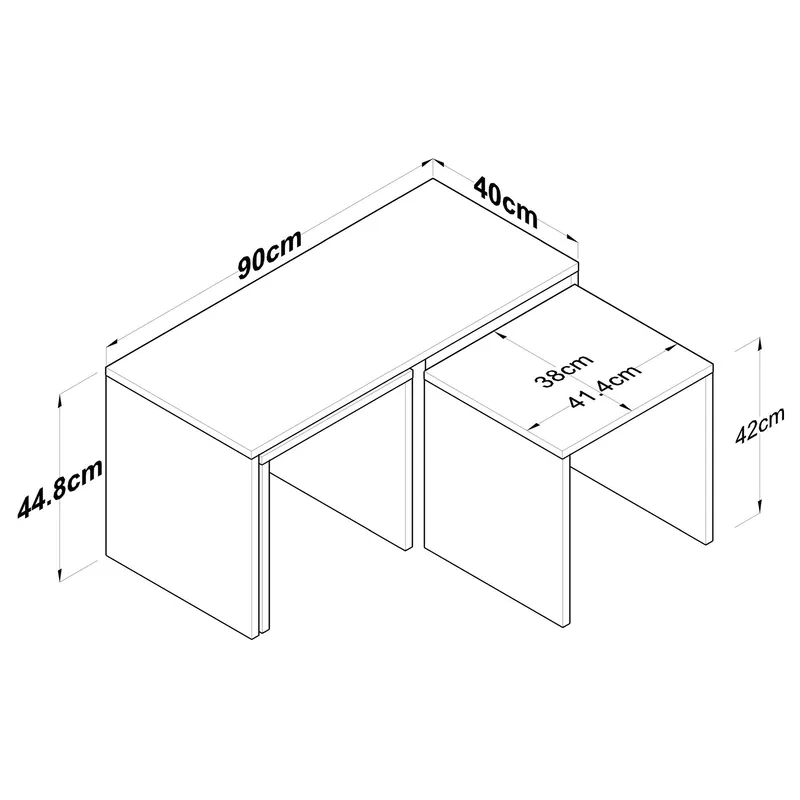 Sofabordssæt Wallxpert Cleo Shelf (90 x 44,8 x 40 cm) Travertin - Travertin - Møbler - Borde - Sofabord