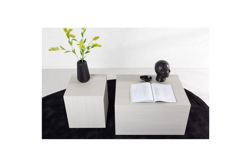 Sofabordssæt York 2 stk 60x80 cm/40x40 cm Hvid - Hvid - Møbler - Borde - Sofabord