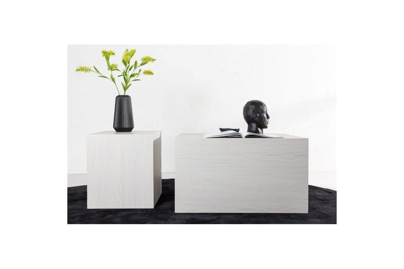 Sofabordssæt York 2 stk 60x80 cm/40x40 cm Hvid - Hvid - Møbler - Borde - Sofabord