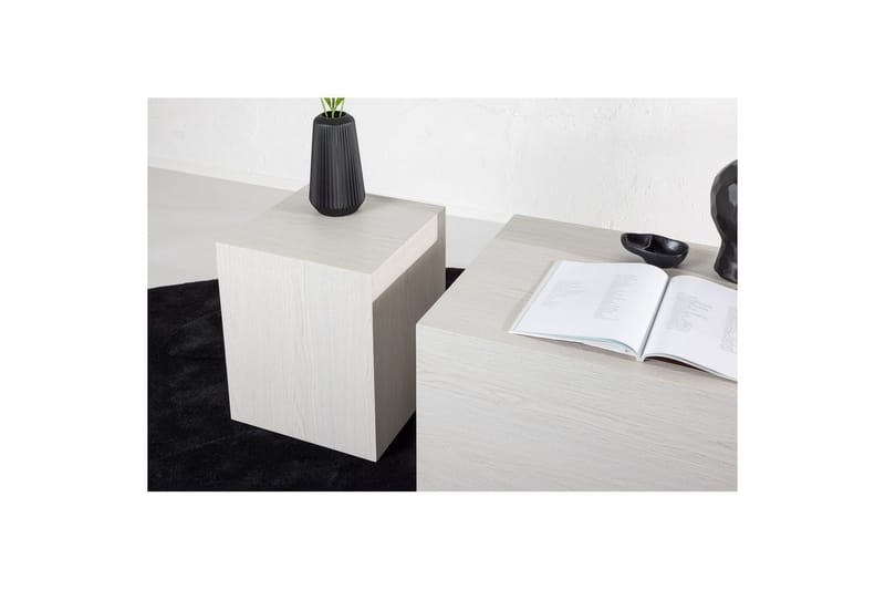 Sofabordssæt York 2 stk 60x80 cm/40x40 cm Hvid - Hvid - Møbler - Borde - Sofabord