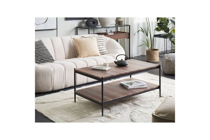 Soffbord Beliani Avoca Dark wood||Black - Møbler - Borde - Sofabord