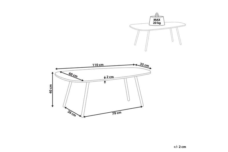 Soffbord Beliani Biddle White||Black - Møbler - Borde - Sofabord