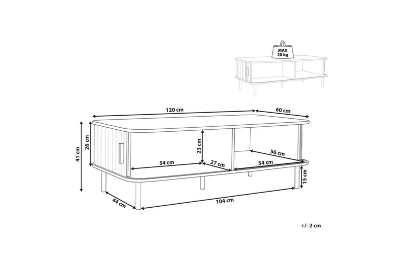 Soffbord Beliani Bradley Light wood||Black - Møbler - Borde - Sofabord