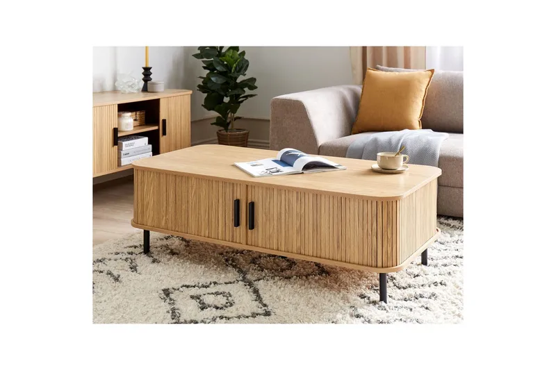 Soffbord Beliani Bradley Light wood||Black - Møbler - Borde - Sofabord