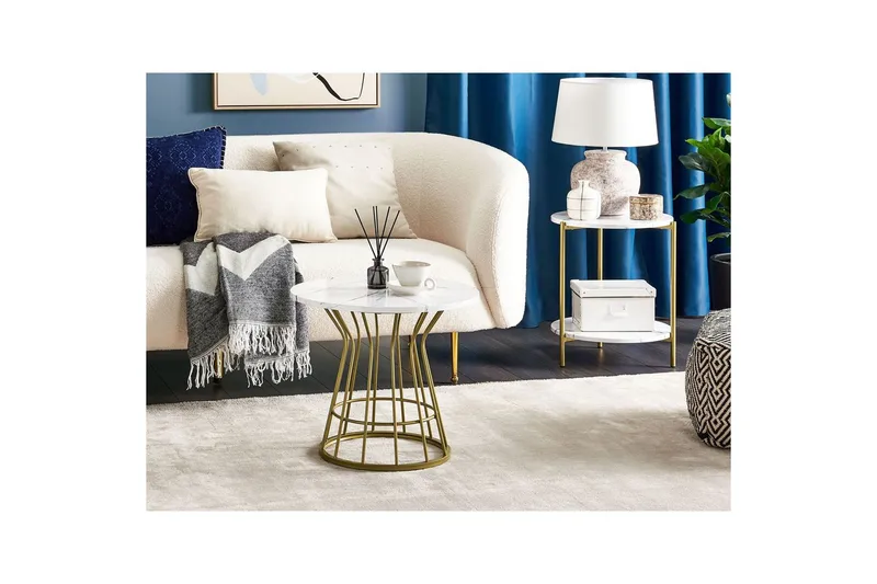 Soffbord Beliani Concan White||GOLD - Møbler - Borde - Sofabord