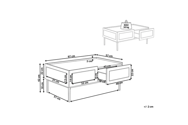Soffbord Beliani Cullen Black||Light wood - Møbler - Borde - Sofabord
