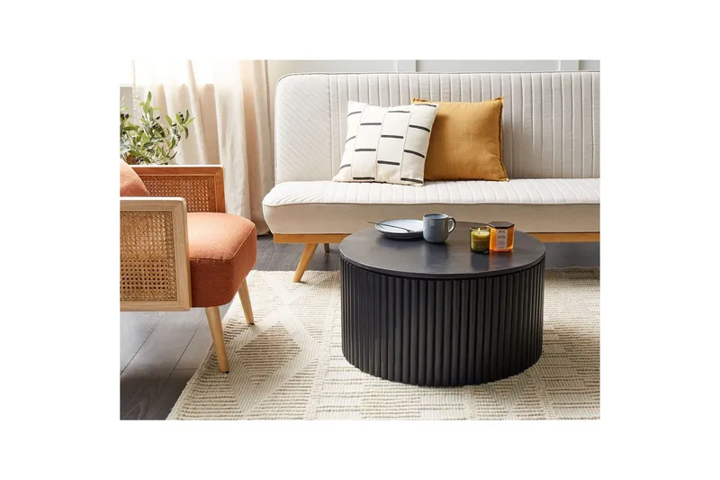 Soffbord Beliani Kirkwood Ljus trä Black - Møbler - Borde - Sofabord