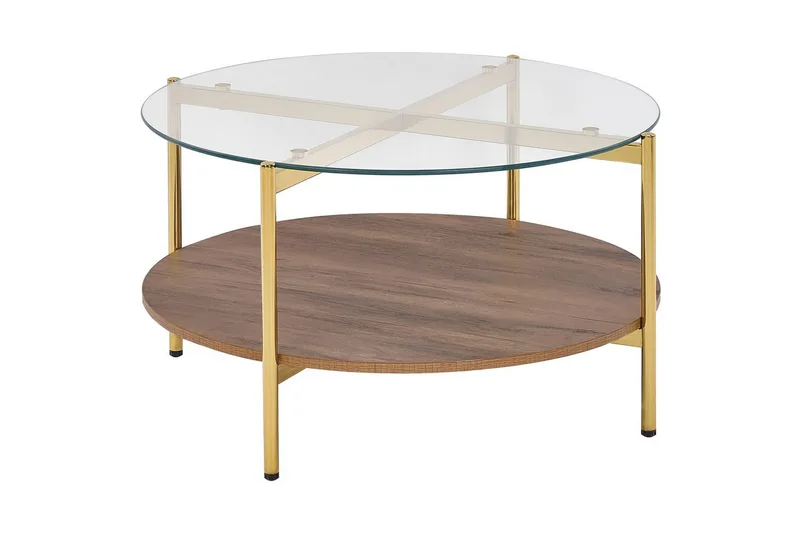 Soffbord Beliani Lovell Guld/ljust trä GOLD||Dark wood, undefined