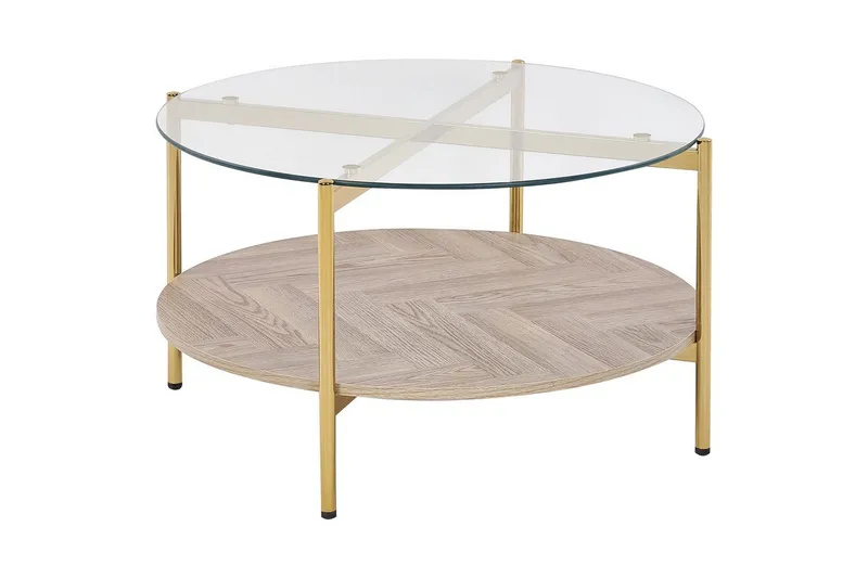 Soffbord Beliani Lovell Guld/ljust trä GOLD||Light wood, undefined