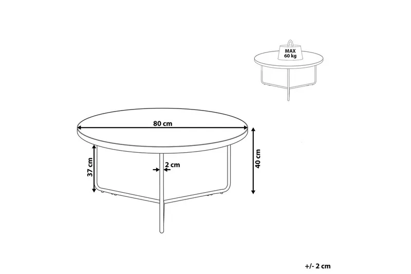 Soffbord Beliani Melody 80x80x40 cm Grey||Black - Møbler - Borde - Sofabord
