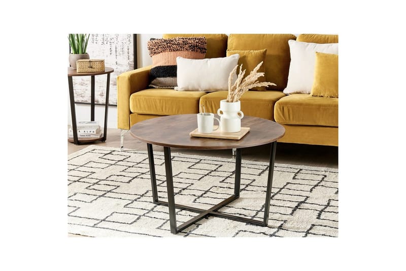 Soffbord Beliani Orick Dark wood||Black - Møbler - Borde - Sofabord