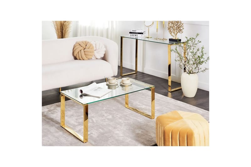Soffbord Beliani Tilon Guld/transparent GOLD||Transparent - Møbler - Borde - Sofabord