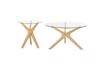 Soffbord Beliani Valley set om 2 Transparent||Light wood - Møbler - Borde - Sofabord
