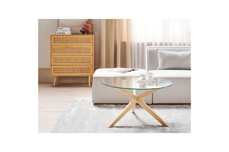 Soffbord Beliani Valley Transparent||Light wood - Møbler - Borde - Sofabord