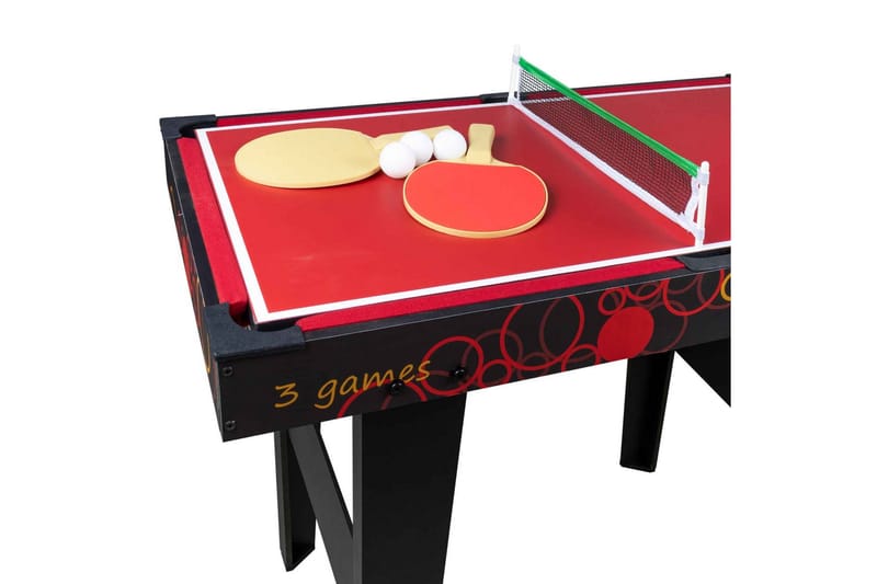 3-i-1 Spillebord - Sort|Rød - Møbler - Borde - Spilleborde - Airhockey bord
