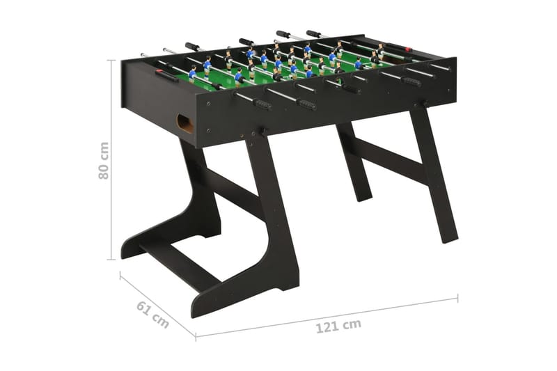 Foldbart bordfodboldbord 121 x 61 x 80 cm sort - Sort - Møbler - Borde - Spilleborde - Bordfodbold