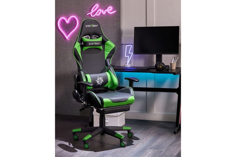 Gamingstol Victory Sort/Grøn - Sort/Grøn - Møbler - Borde - Spilleborde - Pokerbord