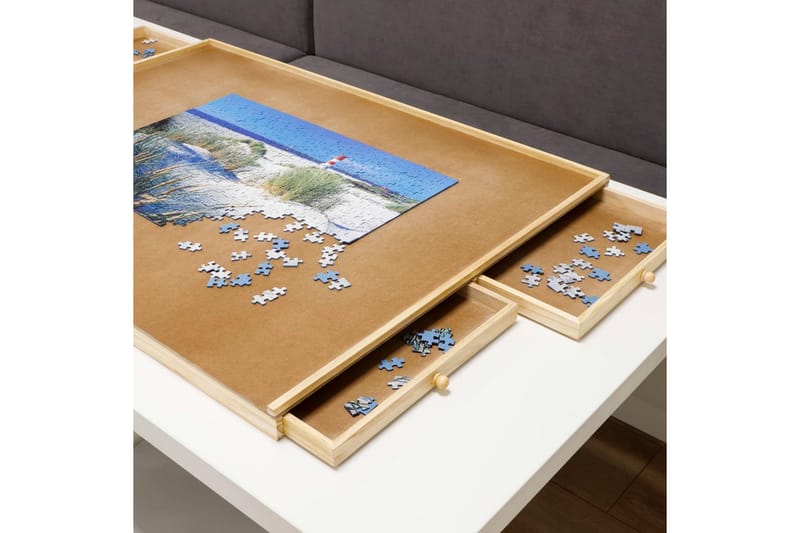 HI puslespilsbord med 4 skuffer 76x57x4,5 cm træ - Spilleborde