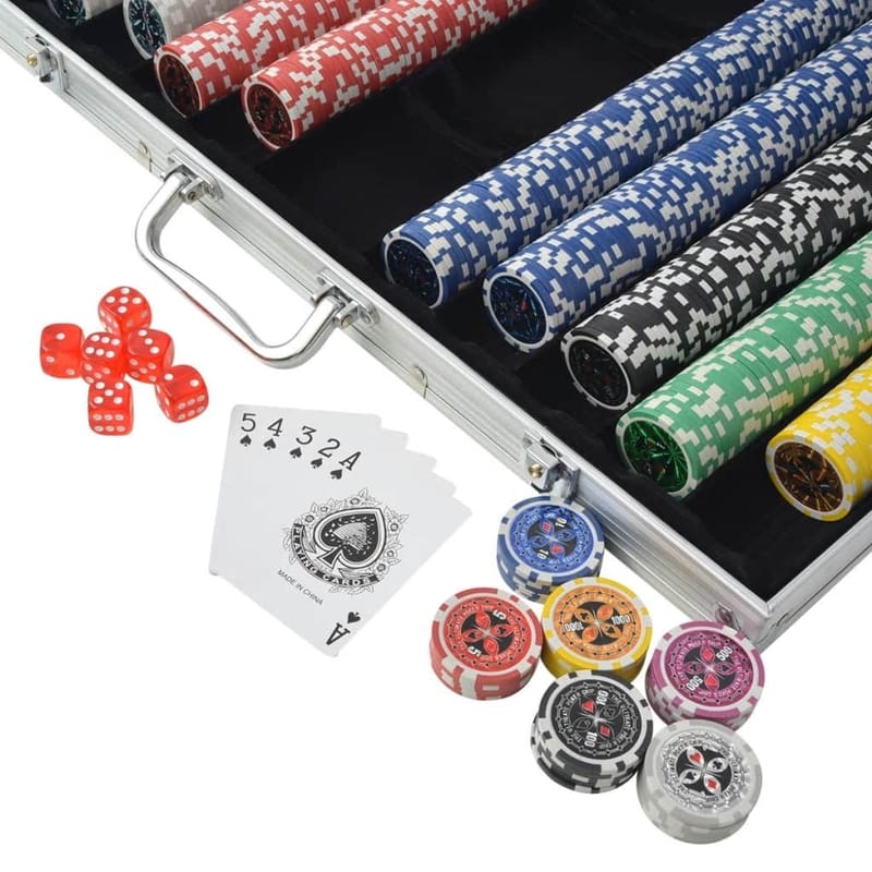 Pokersæt Med 1.000 Laserchips Aluminium - Flerfarvet - Pokerbord