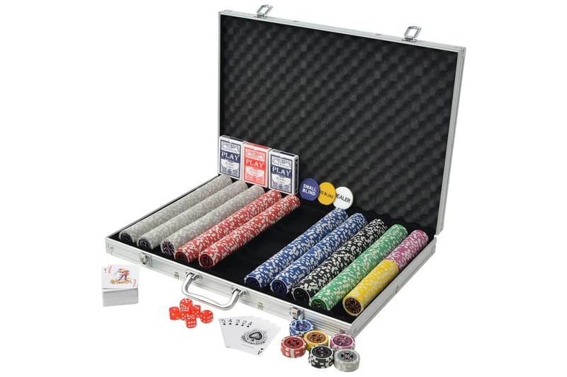 Pokersæt Med 1.000 Laserchips Aluminium - Flerfarvet - Pokerbord