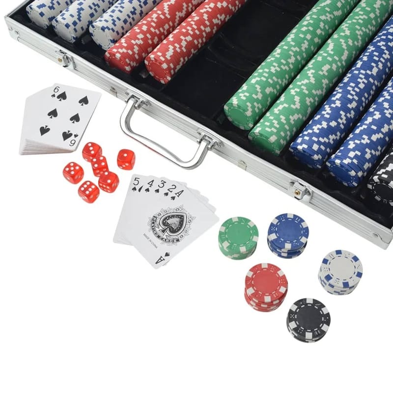 Pokersæt Med 1.000 Jetoner Aluminium - Flerfarvet - Pokerbord