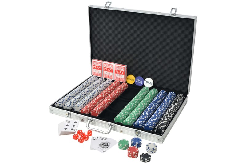 Pokersæt Med 1.000 Jetoner Aluminium - Flerfarvet - Pokerbord