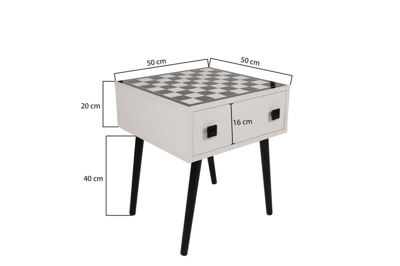 Marilla skakbord 50 cm - Hvid / Sort - Møbler - Borde - Spilleborde - Skakbord