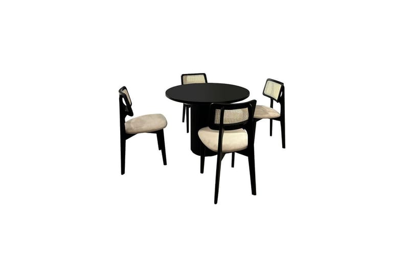 Spisebord & Stolesæt (5 Dele) Colomieu Sort / Hvid, Sort/Hvid