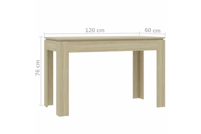 Spisebord 120 X 60 X 76 cm Spånplade Sonoma-Eg - Brun - Spisebord og køkkenbord
