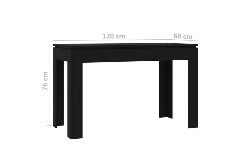 Spisebord 120 X 60 X 76 cm Spånplade Sort - Sort - Spisebord og køkkenbord