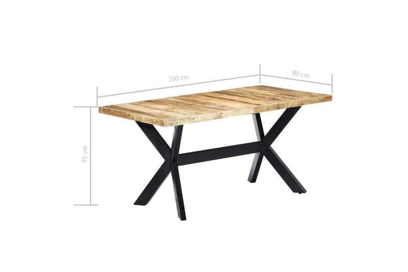 Spisebord 160 X 80 X 75 Cm Massivt Ru Mangotræ - Brun - Spisebord og køkkenbord
