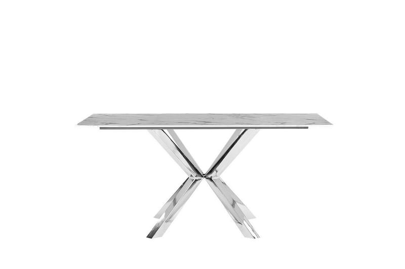 Spisebord 160 x 90 cm marmoreffekt / Sølv SABROSA - Grå - Spisebord og køkkenbord