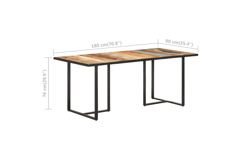 Spisebord 180 cm massivt Genbrugstræ - Brun - Møbler - Borde - Spisebord og køkkenbord