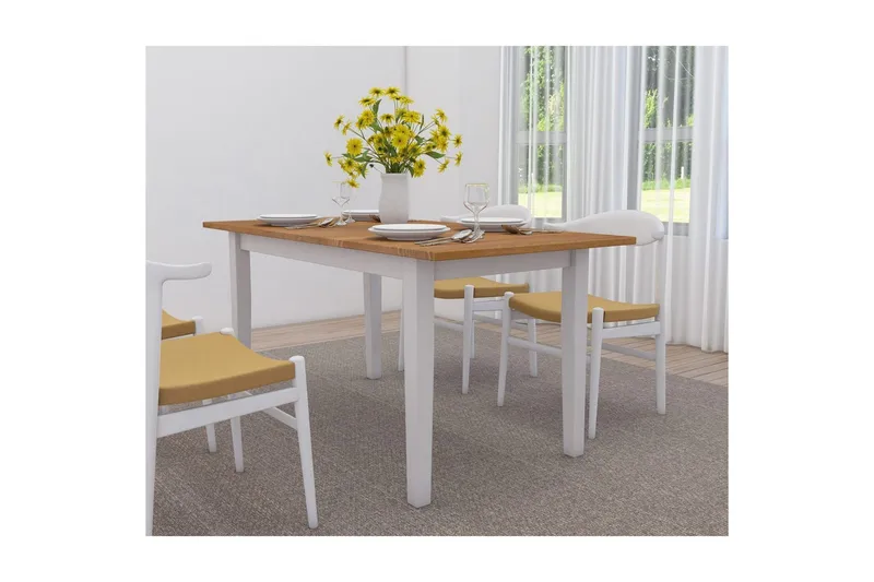 Spisebord Dakota Hvid/Honning - Hvid/Honning - Møbler - Borde - Spisebord og køkkenbord