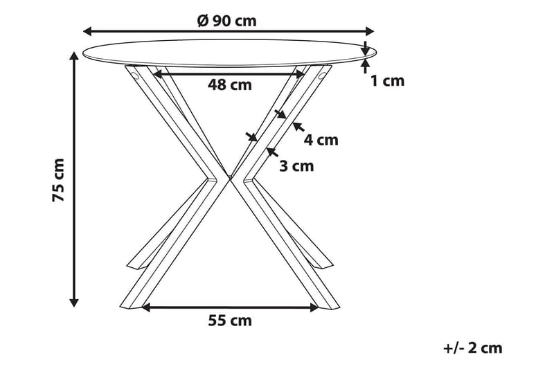 Spisebord glas / lysebrun på 90 cm ALTURA - Gennemsigtig - Spisebord og køkkenbord