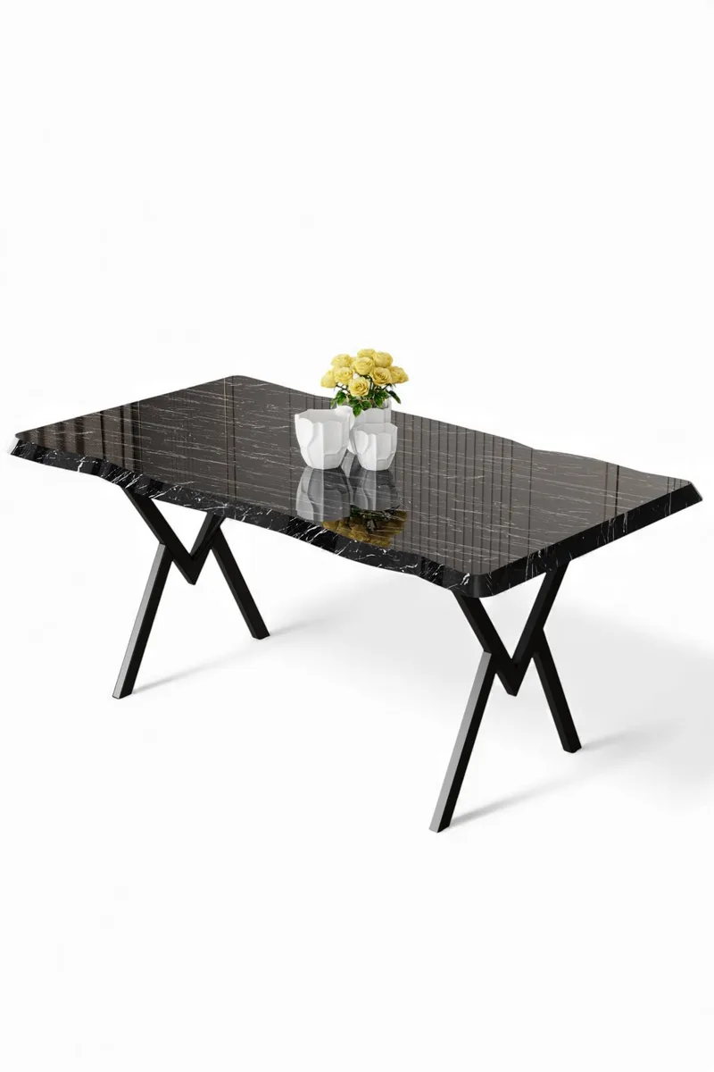 Spisebord Hanah Home Akort (130 x 73 x 80 cm) Sort marmor sort, undefined