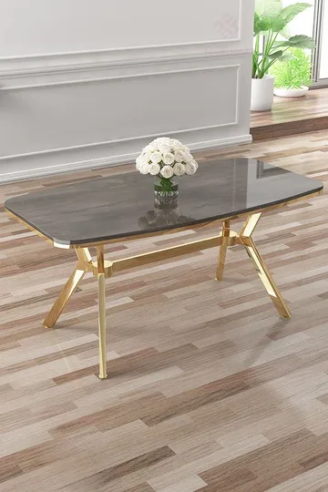 Spisebord Hanah Home Esla (160 x 75 x 90 cm) Antracit guld - Antracit/Guld - Møbler - Borde - Spisebord og køkkenbord