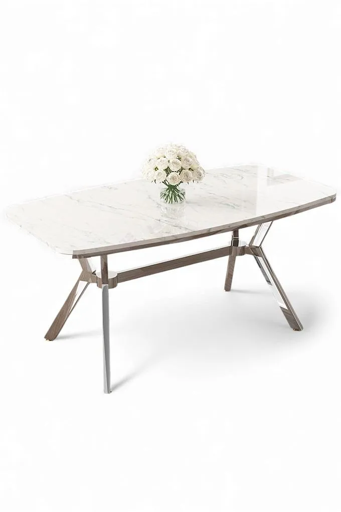 Spisebord Hanah Home Esla (160 x 75 x 90 cm) Hvid marmor krom, undefined