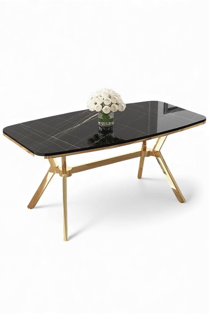 Spisebord Hanah Home Esla (160 x 75 x 90 cm) Sort marmor guld, undefined
