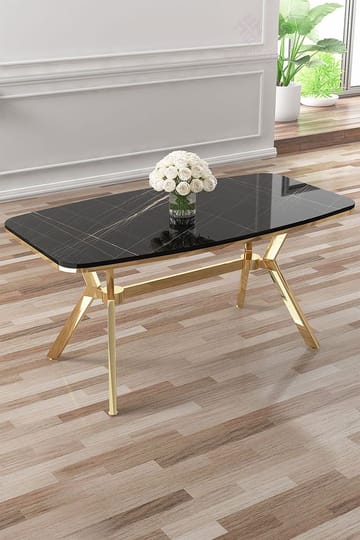 Spisebord Hanah Home Esla (160 x 75 x 90 cm) Sort marmor guld - Møbler - Borde - Spisebord og køkkenbord
